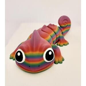 Large 3D Printed Articulated Chameleon – Colorful Flexible Lizard Toy Figurine